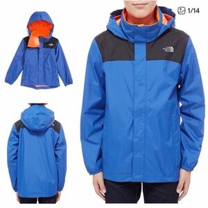 North Face Resolve Reflective Waterproof Jacket Monster Blue Shocking Orange
